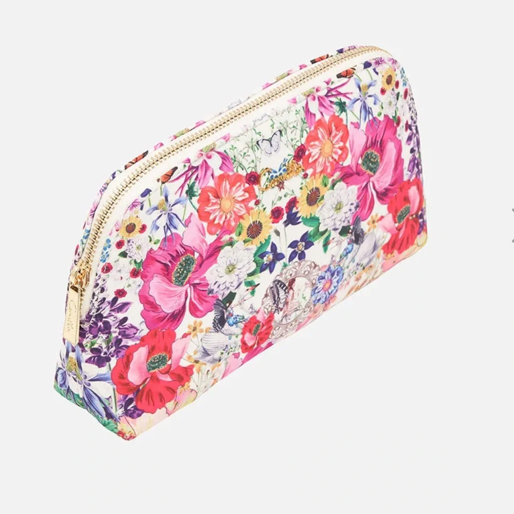 CAMILLA *Fairy Gang* white floral small makeup cosmetic toiletry case bag pouch